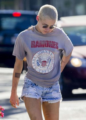 Kristen Stewart in Jeans Shorts Out in New Orleans